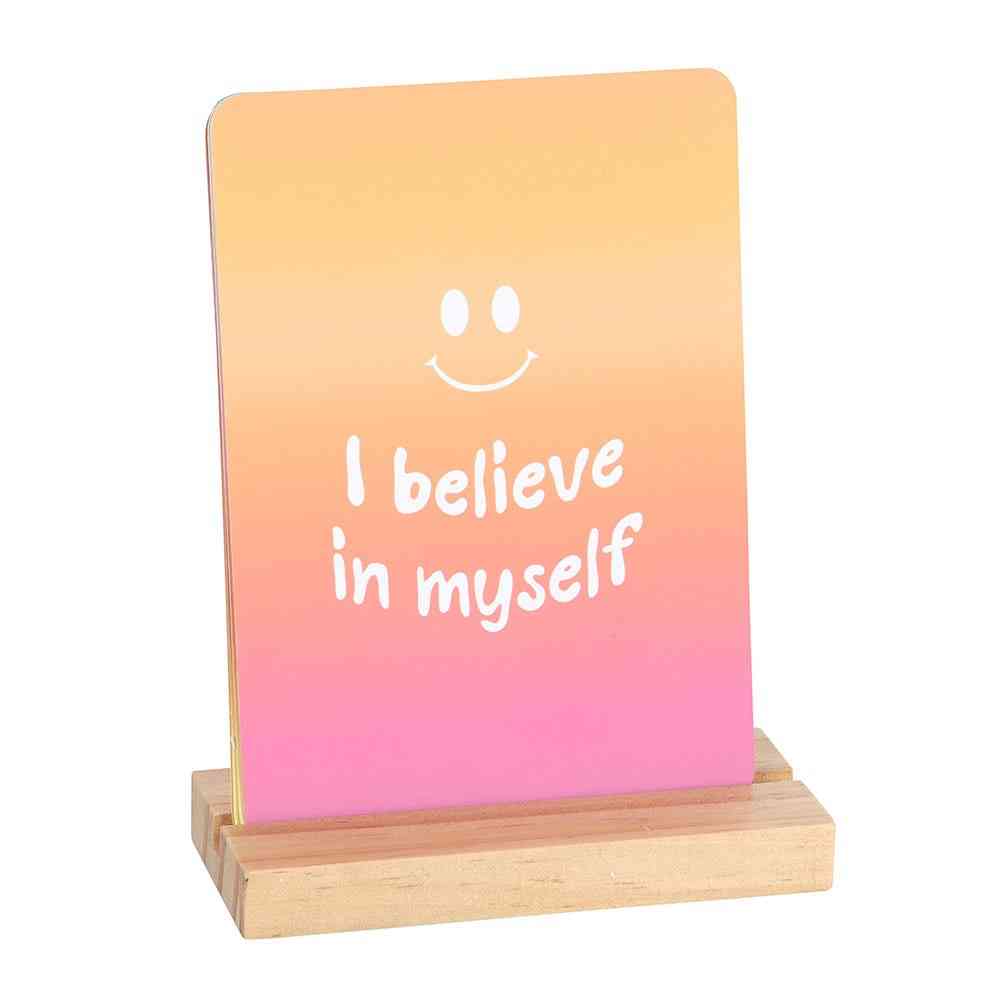 Something Different - Mindful Moments Affirmation Cards with Wooden Stand Card stand - Multicolours